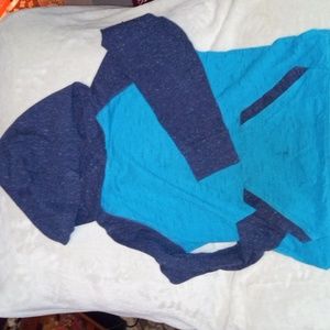 Boys,wonder Nation,longsleeve tee hoodie,size 8,blue/dark blue,with front pocket
